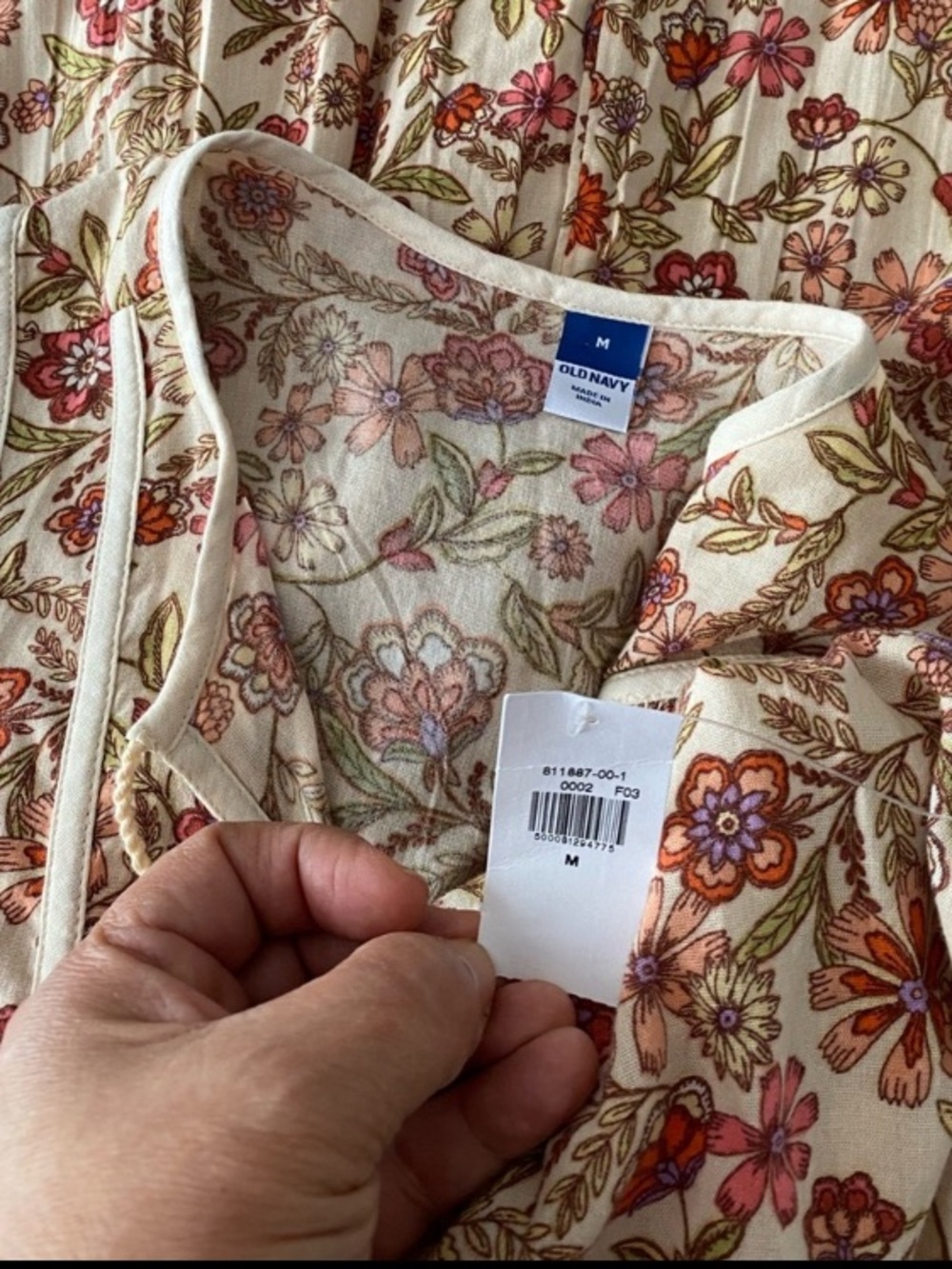 Floral Peach Midi Dress with Long Sleeves - Picture 9 of 10